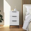Rauch Flipp 3 Drawer Bedside Cabinet with Metal Base - Alpine White