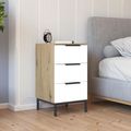 Rauch Flipp 3 Drawer Bedside Cabinet with Metal Base - Artisan Oak and Alpine White