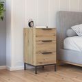 Rauch Flipp 3 Drawer Bedside Cabinet with Metal Base - Artisan Oak