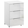 Rauch Miramar 3 Drawer Bedside Cabinet - Alpine White and Crystal White Glass