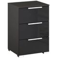 Rauch Miramar 3 Drawer Bedside Cabinet - Graphite and Basalt Glass