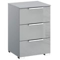 Rauch Miramar 3 Drawer Bedside Cabinet - Silk Grey and Silk Grey Glass