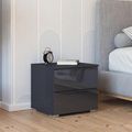 Rauch Monostar 2 Drawer Bedside Cabinet - Metallic Dark Grey with Basalt Glass