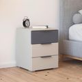 Rauch Sajo 3 Drawer Bedside Cabinet - Champagne and Metallic Dark Grey