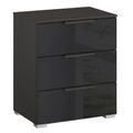Rauch Skat Meridian 3 Drawer Bedside Cabinet - Graphite and Basalt Glass