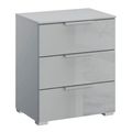 Rauch Skat Meridian 3 Drawer Bedside Cabinet - Silk Grey and Silk Grey Glass
