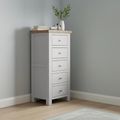 Lundy Narrow Chest - 5 Drawer - Grey Painted