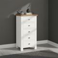 Lundy Narrow Chest - 5 Drawer - White Painted