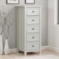 Maine Chest of Drawers - 5 Drawer - Narrow - Grey