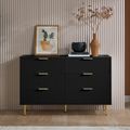 Zara Chest - 6 Drawer - Fluted - Black - Gold Legs