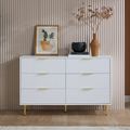 Zara Chest - 6 Drawer - Fluted - White - Gold Legs