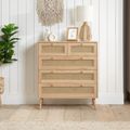 Croxley Chest - 2+3 Drawer - Oak and Rattan