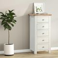 Hayley Chest - 5 Drawer - Tall - Oak and White