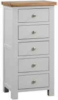 Lundy Grey Painted 5 Drawer Narrow Chest