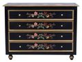 Meerut Black Lyre Bird Design 4 Drawer Chest