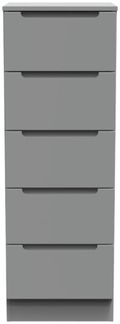 Milan Grey 5 Drawer Narrow Chest