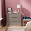 Milan Grey Gloss and Grey Oak 3 Drawer Small Chest