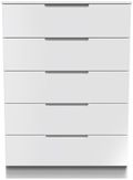 Milan White Gloss 5 Drawer Chest