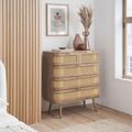 Noah Chest - 2+3 Drawer - Oak and Rattan