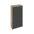 Rauch Aditio 4 Drawer Narrow Chest - Sonoma Oak and Metallic Dark Grey