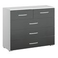 Rauch Alegro 3+2 Drawer Chest - Alpine White and Metallic Dark Grey