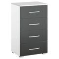 Rauch Alegro 4 Drawer Narrow Chest - Alpine White and Metallic Dark Grey
