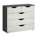 Rauch Arnstein 3+2 Drawer Chest - Metallic Dark Grey and White High Gloss