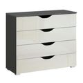 Rauch Arnstein 4 Drawer Chest - Metallic Dark Grey and White High Gloss
