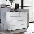 Rauch Erimo 3+2 Drawer Chest - Alpine White and Crystal White Glass