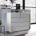 Rauch Erimo 3+2 Drawer Chest - Alpine White and Silk Grey Glass