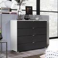 Rauch Erimo 4 Drawer Chest - Alpine White and Basalt Glass