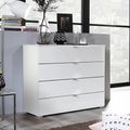 Rauch Erimo 4 Drawer Chest - Alpine White and Crystal White Glass