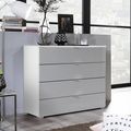 Rauch Erimo 4 Drawer Chest - Alpine White and Silk Grey Glass