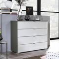 Rauch Erimo 4 Drawer Chest - Graphite and Crystal White Glass
