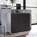 Rauch Erimo 4 Drawer Chest - Silk Grey and Basalt Glass