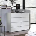 Rauch Erimo 4 Drawer Chest - Silk Grey and Crystal White Glass