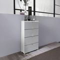 Rauch Erimo 4 Drawer Narrow Chest - Alpine White and Silk Grey Glass