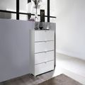 Rauch Erimo 4 Drawer Narrow Chest - Silk Grey and Crystal White Glass