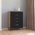 Rauch Flipp 5 Drawer Chest with Metal Base - Artisan Oak and Basalt Glass