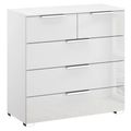 Rauch Miramar 3+2 Drawer Chest - Alpine White and Crystal White Glass