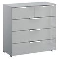 Rauch Miramar 3+2 Drawer Chest - Silk Grey and Silk Grey Glass