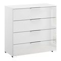 Rauch Miramar 4 Drawer Chest - Alpine White and Crystal White Glass