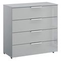 Rauch Miramar 4 Drawer Chest - Silk Grey and Silk Grey Glass