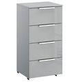 Rauch Miramar 4 Drawer Narrow Chest - Silk Grey and Silk Grey Glass