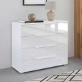 Rauch Monostar 4 Drawer Wide Chest - Alpine White with White Glass