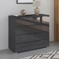 Rauch Monostar 4 Drawer Wide Chest - Metallic Dark Grey with Basalt Glass