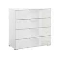 Rauch Skat Meridian 4 Drawer Chest - Alpine White and Crystal White Glass