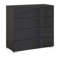 Rauch Skat Meridian 4 Drawer Chest - Graphite and Basalt Glass