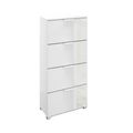 Rauch Skat Meridian 4 Drawer Narrow Chest - Alpine White and Crystal White Glass