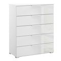 Rauch Skat Meridian 5 Drawer Chest - Alpine White and Crystal White Glass